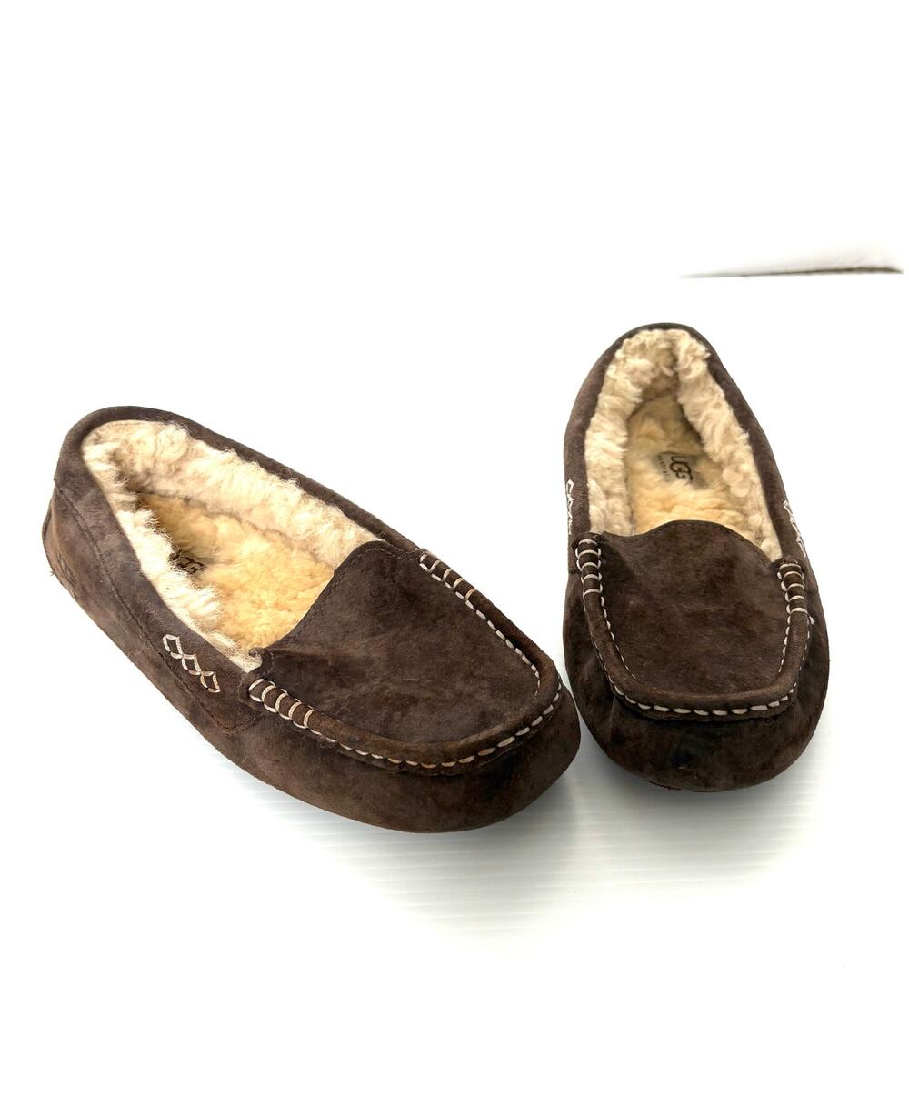 UGG Australia Slippers Brown Suede Shearling Moccasin Cozy Women Size 6